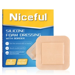 Silicone Foam Dressing 4 "x4", Vízálló szilikon kötszerek határragasztó, magas Absorbency Bed Sore kötszer sebtapasz (2.5 "X2.5" Pad), 5 csomagolás, FSA HSA támogatható