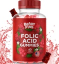 Folic Acid Gumies 400mcg - Essential Prenatalis & Terhesség Gumi Nők, Anyák & Baby be - 60 Málna ízesített folsav gumi vitaminok - Készült az USA