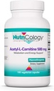 Nutricology Acetil- L- karnitin 500mg kiegészítés - Metabolizmus és energia támogatás, ALC, Free Form Amino Acid, Vegetáriánus kapszula - 100