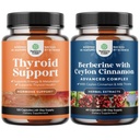 Bundle of Herbal Thyroid Support Complex - Potent Kelp Jódkiegészítés Hormonegyensúly és egyensúlyozás Berberine Plus 1200mg Per Serving Complex - Antioxidáns Berberine Ceylon fahéj