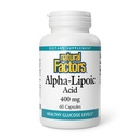 Természetes tényezők Alpha- Lipoic Acid 400 mg, Teljes test antioxidáns támogatás, 60 kapszula