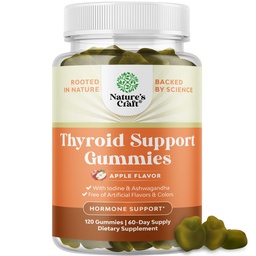 Natings Craft Vegan Thyroid Gumies tengeri Moss - Pajzsmirigyek átfogó támogatása férfiak és nők jód szelénium és más erős vitaminok - Gelatin- Free Non-GMO 120