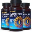 BioEmblem kurkumin klinikailag tanulmányozott TurmiPure - Közös támogatás, Egészséges Gyulladás Turmeric kiegészítők - 1 kis Cap Napi, 24x Több abszorpció, mint mások - Non-GMO, 90 Szolgáltatás