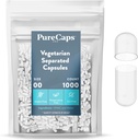 PureCaps USA - Üres vegetáriánus és vegán pill Capsules Size 00 database 124; 1000 szétválasztott tabletta datolyaszilva 124; Clear 124; Non-GMO Certified 124; SLS, Gluten, Preservative Free