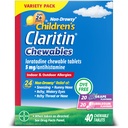 Claritin Gyermekek Allergiás Orvosa, 24 órás Non- Drowsy Lorawsy 5mg Rágótabletta, Antihisztamin gyerekeknek 2 éves és idősebb, Grape & Bubble Gum Flavor, 40 tabletta