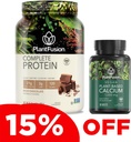 PlantFusion Complete Vegan Protein Powder & Calcium Bundle - Növényalapú fehérje por BCAA-val, emésztőenzimekkel és borsó fehérje