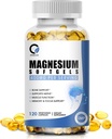 Magnézium Glicinate kapszula, nagy abszorpció Magnézium Glicinate 400 mg B6-vitaminnal és D3 Magnézium Complex-pótló Softgels izmokhoz, Csont & Energy Support Non- GMO 120 Vegan Count