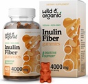 Wild & Organic Inulin Fiber Gumies 4000mg - Emésztési támogatás w / Chicory Root - Soluble Fiber Supplement w / Inulin Powder - Prebiotic for Gut Support - 60 Prebiotic Gumies