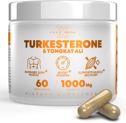 Csúcs Revival- X Turkesterone Tongkat Ali Supplement (500mg Ajuga Turkestanica + 250mg Tongkat Ali) 60 Capsules- Turkesteron Supplement 1000mg - Izomerő & Recovery Support - Made in The USA