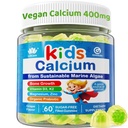 Kinder Kalziumgummis + Vitamin D3 K2, Magnesium, Zink, extra Absorption Algen Kalziumergänzung für Kinder gentle to Stomach, Knochen, Zähne, Muskel, Gehirn, Zucker freie Kaubare Kinder Vitamine 4+, 60 Zähler