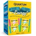 Quantum Energy Square - Energy Bar koffein & 10g fehérje, Egészséges Snack On the Go - Vegan, Gluten- Free, Soy & Dairy- Free - Variety 4- Pack
