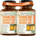 Quercetin Bromelain kurkumin kiegészítéssel - Allergia enyhítés, Joint & Immune Support - Organic Turmeric Supplement with Black Pepper (Bioperine) - Quercetin 500 mg kapszula 2 csomag