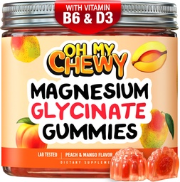 Center- Filled Magnézium Glicinate Gummees 400MG - Magas abszorpció gyerekeknek, Teens & Felnőttek - Supplement for Alvás, Nyugodt & Izom Relaxatio B6 & D3 - Gluten Free & Vegan Friendly - 120