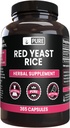 Tiszta eredeti összetevők Red Yeast Rice No Magnézium vagy rizs töltelékek, Mindig tiszta, Lab ellenőrzött (365 kapszula)
