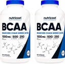 Nutricost BCAA 1000mg, 500 kapszula (250 Serv), 2: 1: 1 elágazó láncú aminosavak (500 mg L- Leucine, 250mg L- izoleucin és L- Valine) (2 üveg)