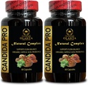 Candida Support Support Supplement - Tiszta kaprinsav, Emésztőrendszeri tabletták Támogatása az emberek, Candida Natural, probiotikumok és emésztőenzimek - 2 üveg 120 kapszula