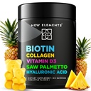 Biotin Gummis mit Collagen Vitamin D3 Saw Palmetto & Hyaluronsäure für Haar Haut und Nägel, Haarwachstumsergänzung für Männer & Frauen | Non-GMO | Gluten-Free | Natürliche Ananas Flavor