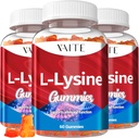 L- Lysine 1000mg Gummees - Támogatja a bőr, Lip, Vegan, Gluten Free, 60 rágható lizin felnőtteknek, Vitaminok Szövetek Egészség és Immunrendszer, Aminosav Vitamin Kiegészítés & Komplex kiegészítők (3 csomag)