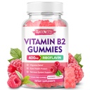 B2-vitamin Gummeusok Riboflavin 400 mg kiegészítés Magnézium gyerekeknek és felnőtteknek, B2 gumik Migrén Relief & Idegrendszeri támogatás, Vegán, Sugar- mentes, Málna Flavor, 60 gróf