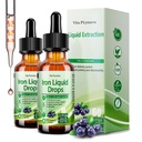 2 Pack folyékony vaspótló nők és férfiak, Vegán vas cseppek C-vitamin D, B12, B- Complex, nagy potencia folyadék multivitamin vérszegénység, energia támogatás, Magnézium vas gyengéd