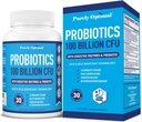 Tisztán optimális Premium probiotikumok (különböző típusok) w / Organic Prebiotics & Digestive Enzimes (30 Count 1), 100 milliárd CFU)