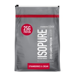 Izopure Zero Carb 100% tiszta savó izolátum fehérje por, laktózmentes, glutén mentes, Vitaminokkal, szamóca és krém, 25 g fehérje Per szerving, 7,5 Lb, 110 adag (csomagolás május Vary)
