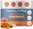 Hidralyte máj támogatás + Elektrolyte keverés tejkeményítő, kurkuma, gyömbér, tüskés körte, zöld tea kivonat formázott gyors folyadékpótlás, (Blood Orange Ginger, 40 Serve Tub)