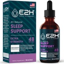 E2H Natural Sleep Support - Liquid Melatonin with Chamomile, Theanine - Sleep Better, Deeper, Longer - Vegan, GMo- Free - Provides Stress Relief - 2 Fl Oz