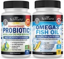 Triple Strength Omega 3 Fish Oil Softgels (1 hónap ellátás) Plus 40 milliárd CFU napi probiotikus kiegészítés (1 hónap ellátás)