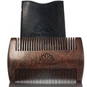 White Naturals Beard Comb for men, Fa Natural Sandalwood, Fine Dual Action Fogak, Kézzel készített Premium Sandal Wood, Tökéletes balzsamoknak és olajoknak, beleértve a PU bőresetet, zsebméret