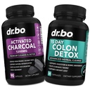 Aktivált Charcoin & Colon Cleanser Detox - Organic Coconut Charcoal Pills & Colon Cleanse for Gyomor Gas Bloat & Regularity - Bowel Mozgási kiegészítők Gyomorpuffadás, Gut Support