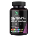 Mishas Nutraceuticals Milk Thistle Dandelion Root, NAC és TUDCA kiegészítés - Támogatja a máj egészségét, a májtisztító detox, a vese és a légzőszervi egészség és emésztési rendszer - 60 Vegán kapszula