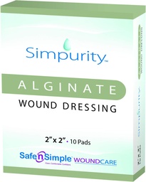 Kalcium-alginát Sebfelvarrás 2 "x 2" -Simpurity- Egyéni Vastag Padok Antimikrobiális Alginát Alginát Fiber Paving Medical Wound Care termékek az ágyhoz