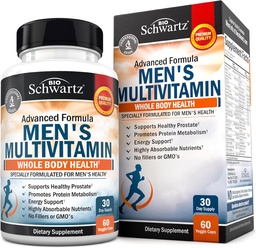 Férfiak multivitaminja C A B D3 E-vitaminnal Immuntámogatásra - Napi egyszeri energia és szív kiegészítés - antioxidánsok és emésztőenzimek felszívódásra - Mentális tisztaság és fókusz támogatás - 60 Ct