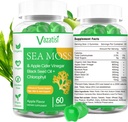 2 Pack Organic Irish Sea Moss Gumies with Black Seed Oil, Chlorophyll - Thyroid, Mood, Energy & Immune Support - Women & Men, Felnőtt & Kid - 120 Vegan Gumies
