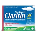 Claritin 24 HR Non Drowsy Allergia Medicine, Lorazine antihisztamin tabletta, 10 Ct