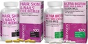 Bronson Hair, Skin & Nails, Biotin Extra Strength Vitamin kiegészítés nőknek + Ultra Biotin 10 000 Mcg