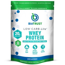 BioTröszt alacsony szénhidrát Lite, alacsony kalóriatartalmú fehérje por - alacsony szénhidrát, cukormentes, alacsony nátriumtartalmú, keto fehérje por - 20g Grass- Fed savó fehérje izolátum emésztőszervi enzimek - ízesítetlen, 14 szervadékok