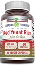 Amazing Formulas Red Yeast Rice 600 Mg Plus Coq10 50 Mg) 124; Veggie Capsicum Supplementary 124; Non- GMO Wonder124; Gluten Free Thermal 124; Made in USA (60 Count)