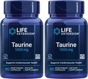 Élet kiterjesztés Taurin, Tiszta Taurin Aminosav kiegészítés, Szív, Máj és agy egészség, Hosszúság, Izom és testmozgás, 1000 mg-os dózis, Non-GMO, gluténmentes - két csomag - 90 Vegetáriánus kapszula x 2