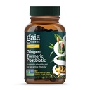 Gaia Herbs Ginger- Turmeric Postbiotic - Premium Digestic Support Supplement for Gut Health - Made with Fermented Turmeric & Ginger - Free from Dairy, Soy & Gluten - 60 Vegan Capsules (30 adag)