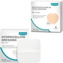 Hydrokolloid Sebhely, 10 Pack Ultra Thin 4 "x 4" + Ag Silver Sacrum Foam Dressing Bandages Silicone Adhesive Border 7 "x7"