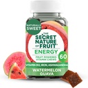 A gyümölcsös energia titkos természete, a valódi gyümölcsös fűtött vitamin a B12-vitaminnal, vassal, Ashwagandhával, görögdinnyével és Guavával hosszú ideig tartó energiáért (60 gróf), rózsaszínű