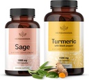 HERBAMAMA Sage and Turmeric Kit - 1000 mg Sage Leaf & Turmeric Curcumin kapszula