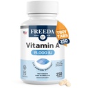 Freeda A-vitamin 15 000 NE - Retinyl Palmitate - Vegan, Kosher, Nincs hal - Szem, látás, Immun & Skin Support - Pici Easy- to- nyelési tabletták - VIT A Vitamina A Supplement - 250 tabletta