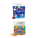 Olly Kids Sleep Gumi, Melatonin, L Theanine, Kamilla, 60 Count and Kids Multivitamin Gumi Worms, Vitamins A C D E B Cink, 70 Count