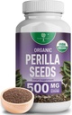 Organic Perilla Seed kivonat 9% Rosmarinic Acid - USDA Certified - Allergia Relief, Légzőszervi és Immunrendszeri Booster - Th2 Cytokines, Természetesen Okcurring Luteolin - 500mg 90 kapszula