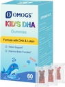 OMOGS Gyermek DHA áfonya ízesítésű gumik, Lutein, Omega3 & C-vitamin Alga DHA, a szem-egészség, agy egészség és egészséges immunitást, glutén mentes, Vegán, 60 gumi.