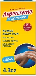 Aspercreme Lidocaine Pain Relief Cream Soothes aggresszív idegek, Számolás Topical Analgetic Max- Strength 4% Lidocaine & Moisturizing Aloe, 4.3 Oz.