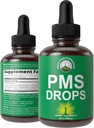 PMS Relief 9- in1 Folyékony cseppek kiegészítés. 9 Gyógynövény összetevők támogatása időszak görcsök fájdalom nők. Vegan, Zéró Sugar Vitaminok szerves Chase Tree Berries, Cramp Bark, Yam Root, Nettle Leaf